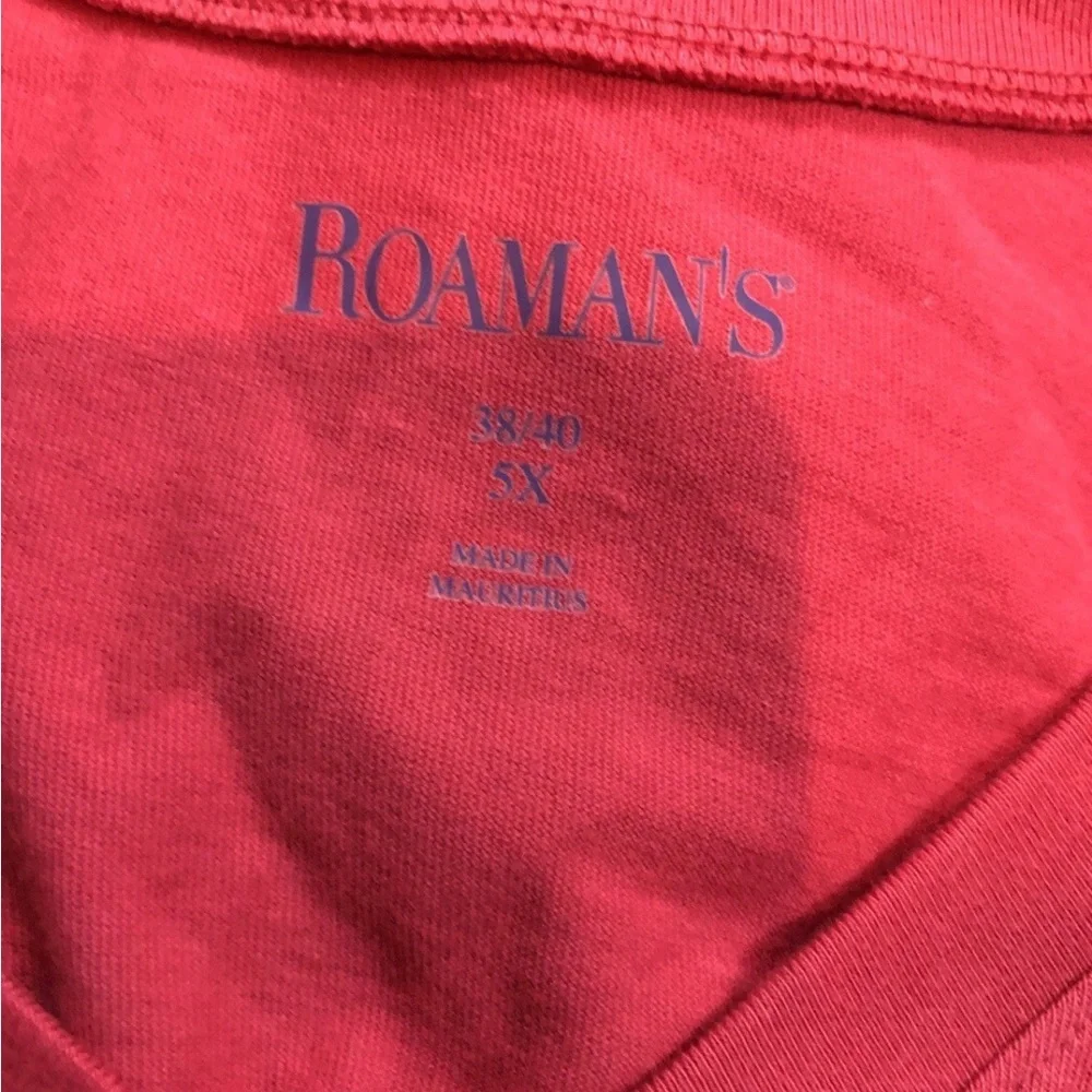 Roaman’s Pink/Rose long Sleeve V Neck Top - Womens 5X, Bust 35”, Length 33.5” - Picture 3 of 6